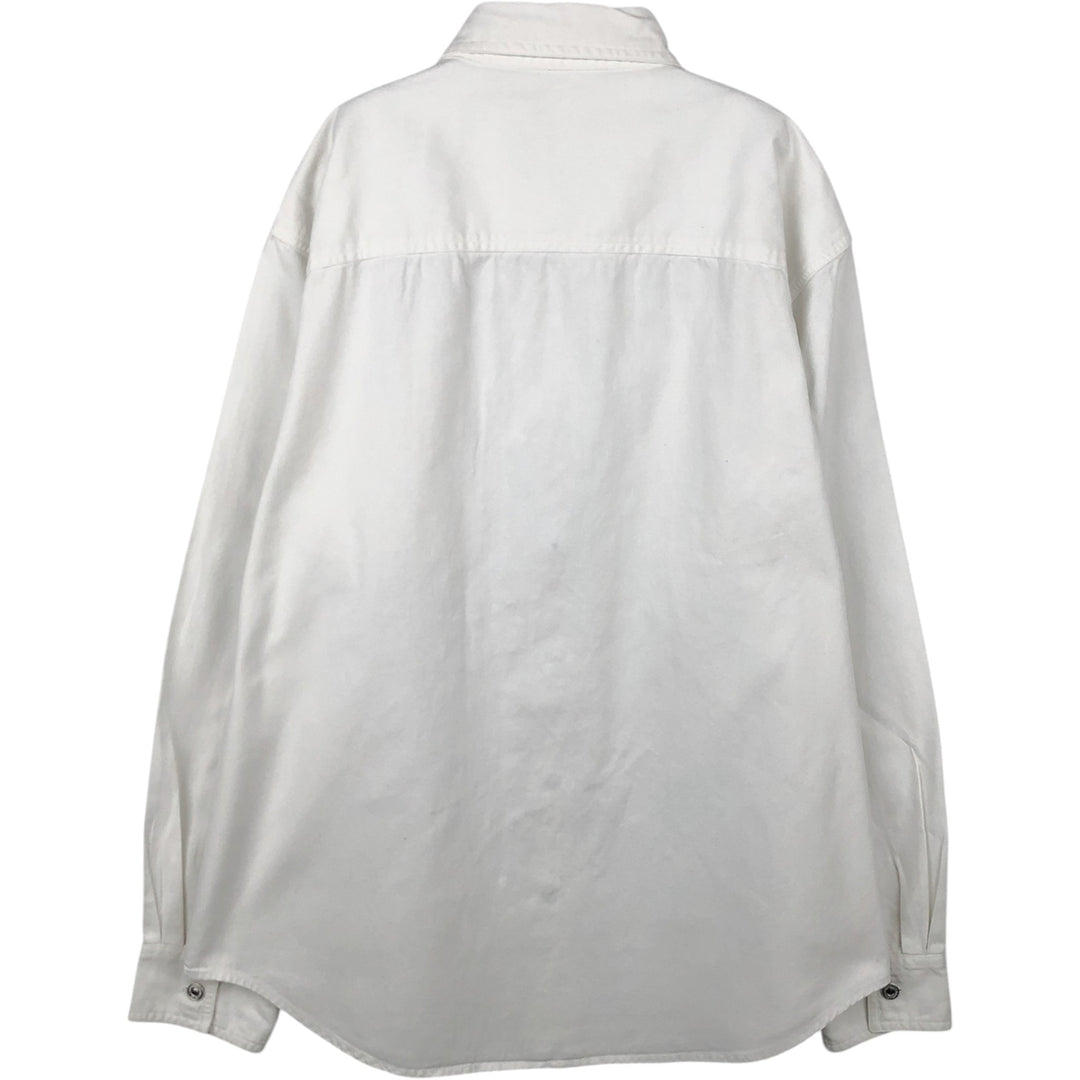 90s-00'S Levi's Jeans Long-Sleeve White Denim Shirt, Men's Size L (approx.) cotton white type Vintage Second Hand
