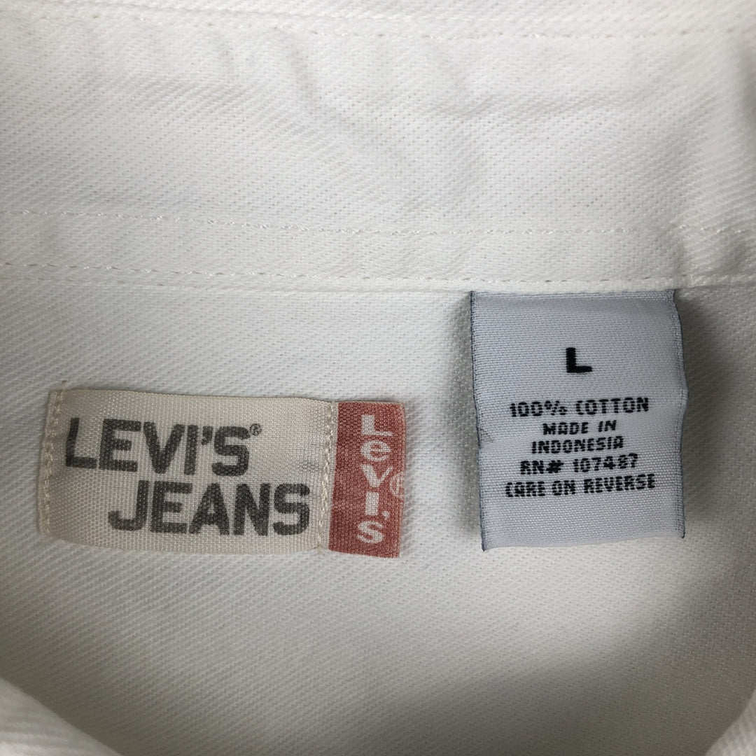 90s-00'S Levi's Jeans Long-Sleeve White Denim Shirt, Men's Size L (approx.) cotton white type Vintage Second Hand