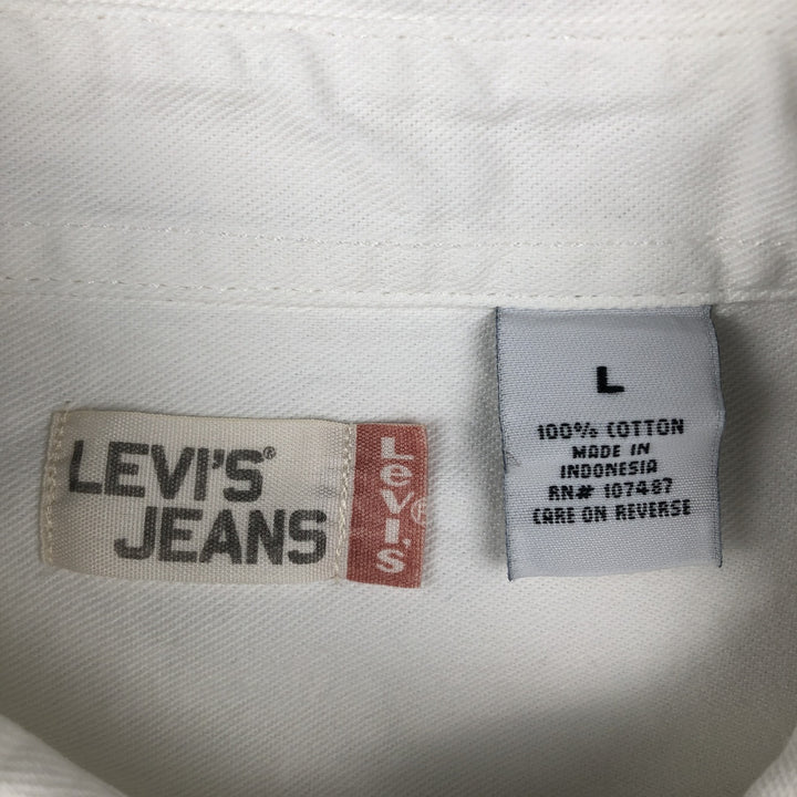 90s-00'S Levi's Jeans Long-Sleeve White Denim Shirt, Men's Size L (approx.) cotton white type Vintage Second Hand