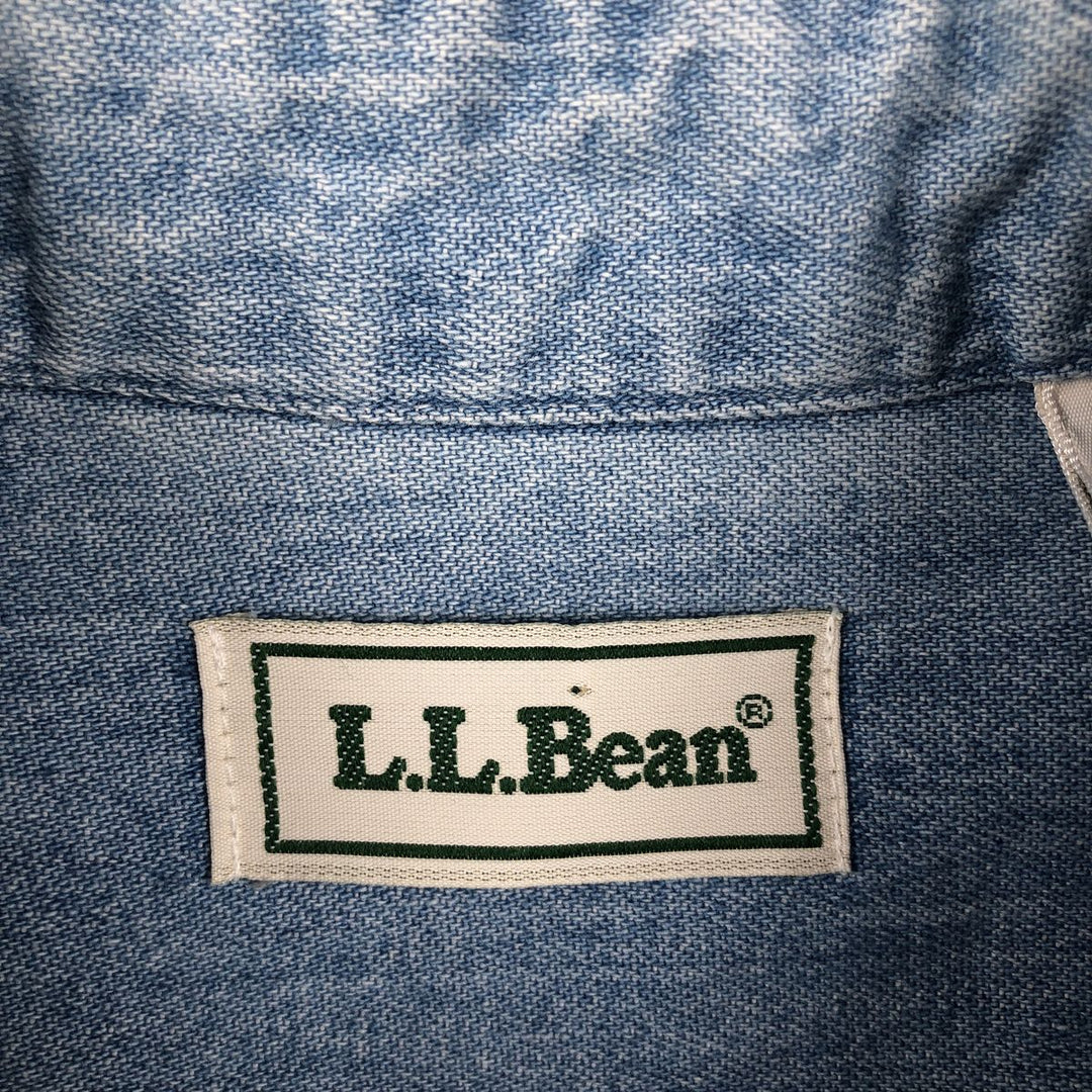~90'S LLBean Long-Sleeve Button-Down Denim Shirt, Made in Canada, Men's Size L (Equivalent), Vintage cotton blue type Vintage Second Hand