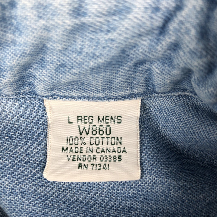 ~90'S LLBean Long-Sleeve Button-Down Denim Shirt, Made in Canada, Men's Size L (Equivalent), Vintage cotton blue type Vintage Second Hand