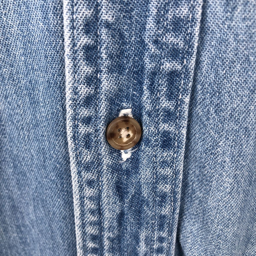 ~90'S LLBean Long-Sleeve Button-Down Denim Shirt, Made in Canada, Men's Size L (Equivalent), Vintage cotton blue type Vintage Second Hand