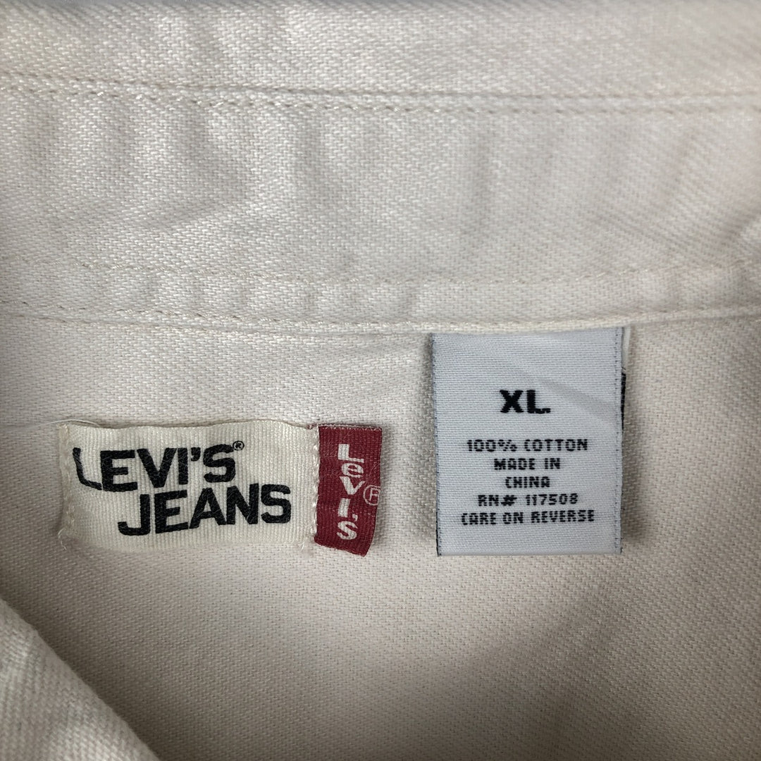 90s-00'S Levi's Jeans Long-Sleeve White Denim Shirt, Men's Size XL (approx.) cotton white type Vintage Second Hand