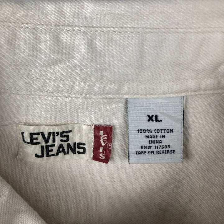 90s-00'S Levi's Jeans Long-Sleeve White Denim Shirt, Men's Size XL (approx.) cotton white type Vintage Second Hand