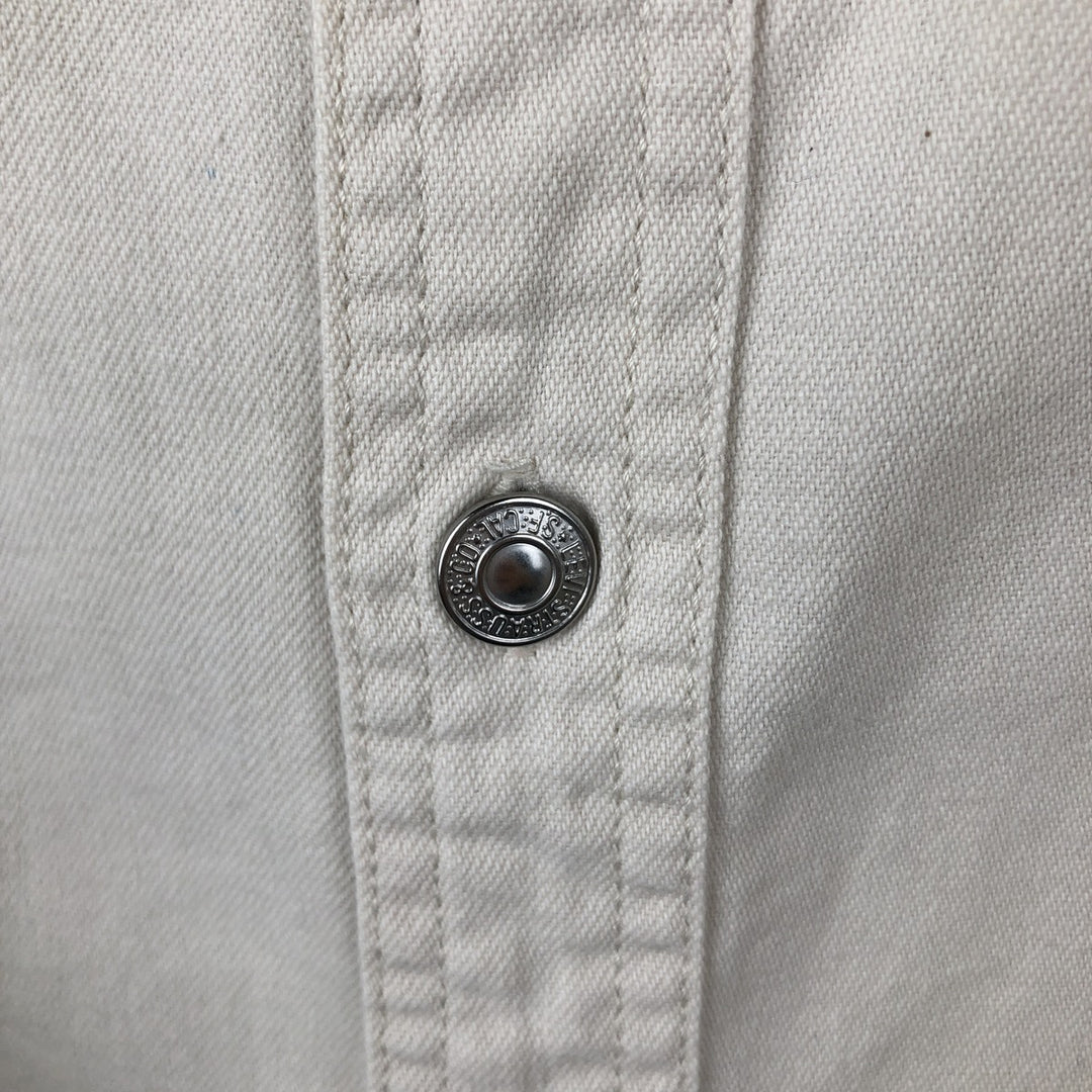 90s-00'S Levi's Jeans Long-Sleeve White Denim Shirt, Men's Size XL (approx.) cotton white type Vintage Second Hand
