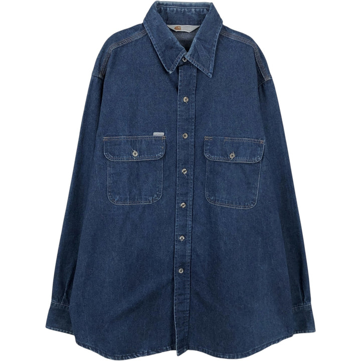 Carhartt long-sleeved denim shirt, men's size XL unclear blue type Vintage Second Hand