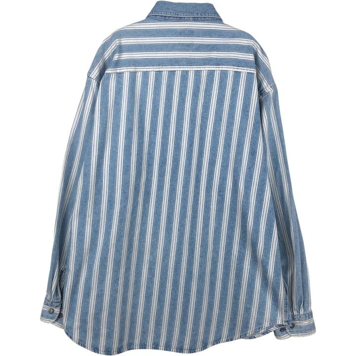 GAP DENIM Stripe Pattern Multi-Stripe Long-Sleeve Denim Shirt, Men's Size XL (approx.) cotton Blue type light blue Vintage Second Hand