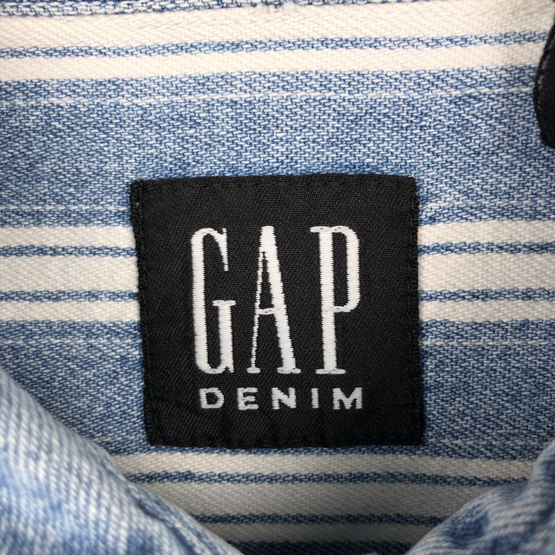 GAP DENIM Stripe Pattern Multi-Stripe Long-Sleeve Denim Shirt, Men's Size XL (approx.) cotton Blue type light blue Vintage Second Hand