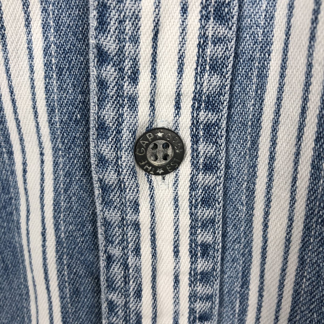GAP DENIM Stripe Pattern Multi-Stripe Long-Sleeve Denim Shirt, Men's Size XL (approx.) cotton Blue type light blue Vintage Second Hand