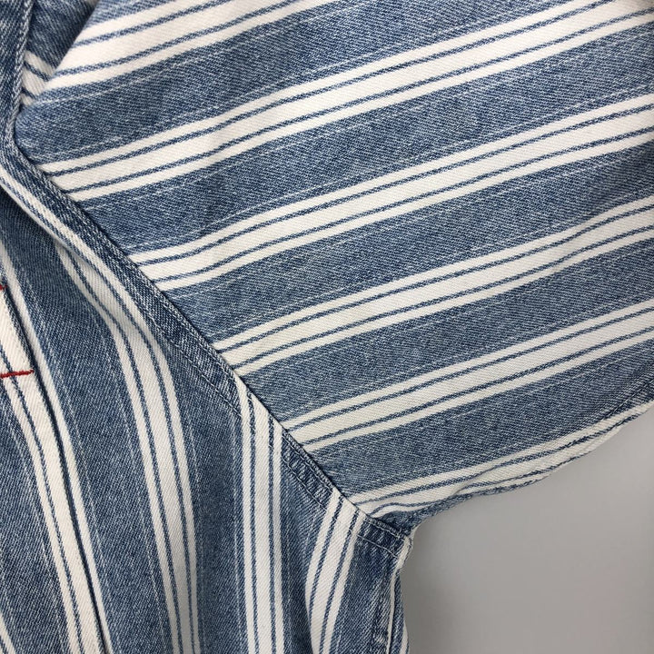 GAP DENIM Stripe Pattern Multi-Stripe Long-Sleeve Denim Shirt, Men's Size XL (approx.) cotton Blue type light blue Vintage Second Hand