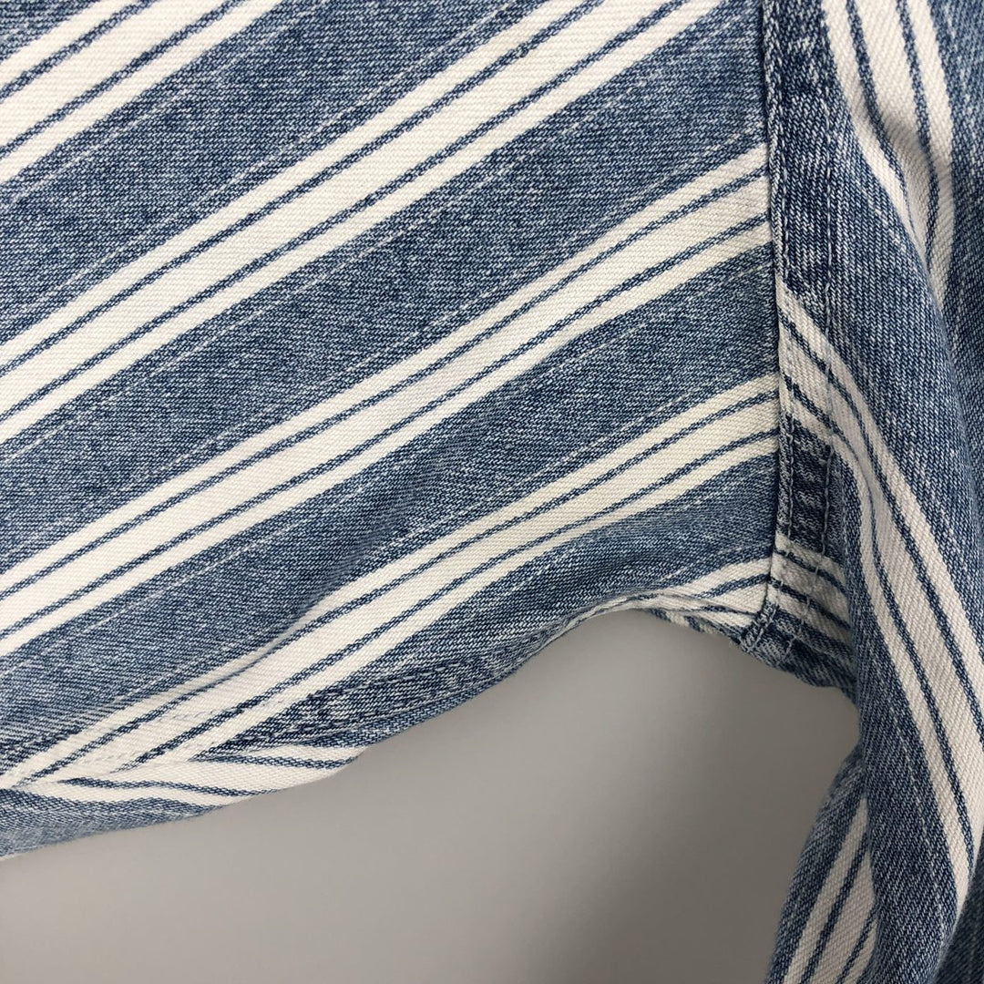 GAP DENIM Stripe Pattern Multi-Stripe Long-Sleeve Denim Shirt, Men's Size XL (approx.) cotton Blue type light blue Vintage Second Hand