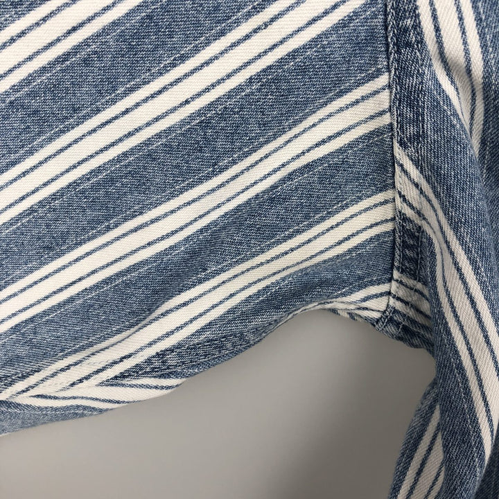 GAP DENIM Stripe Pattern Multi-Stripe Long-Sleeve Denim Shirt, Men's Size XL (approx.) cotton Blue type light blue Vintage Second Hand