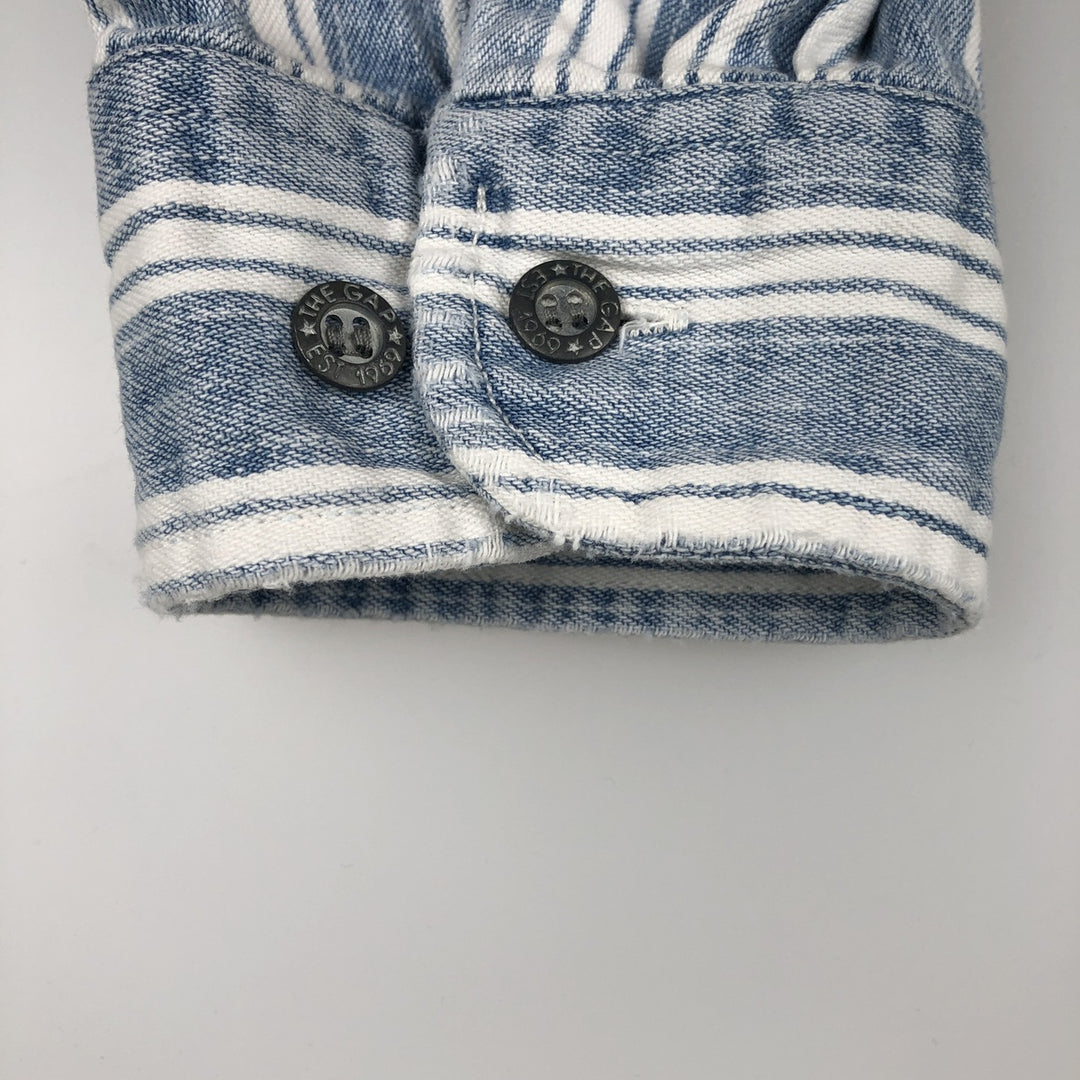 GAP DENIM Stripe Pattern Multi-Stripe Long-Sleeve Denim Shirt, Men's Size XL (approx.) cotton Blue type light blue Vintage Second Hand