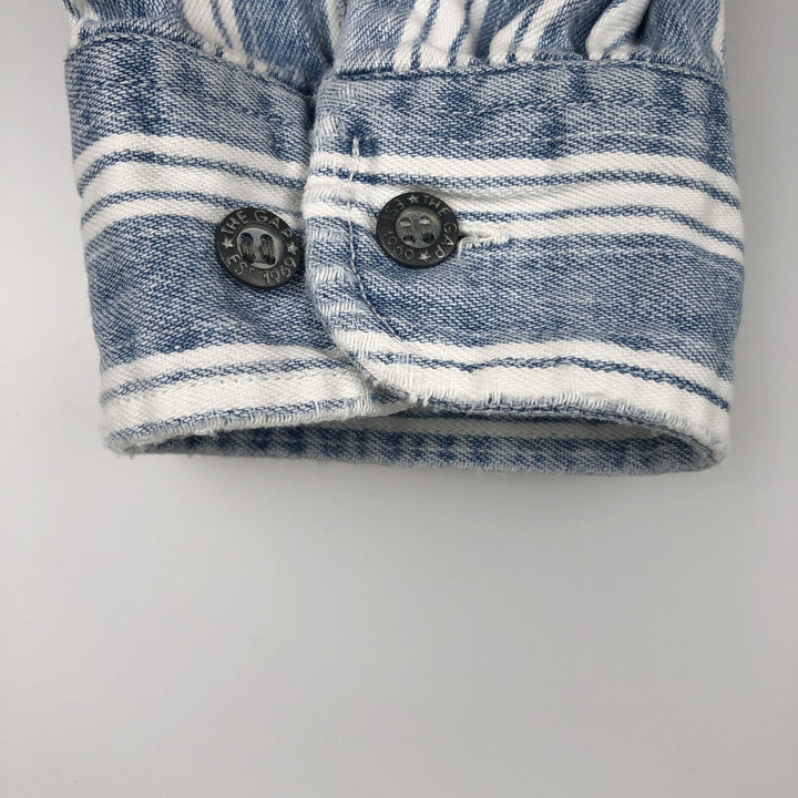 GAP DENIM Stripe Pattern Multi-Stripe Long-Sleeve Denim Shirt, Men's Size XL (approx.) cotton Blue type light blue Vintage Second Hand