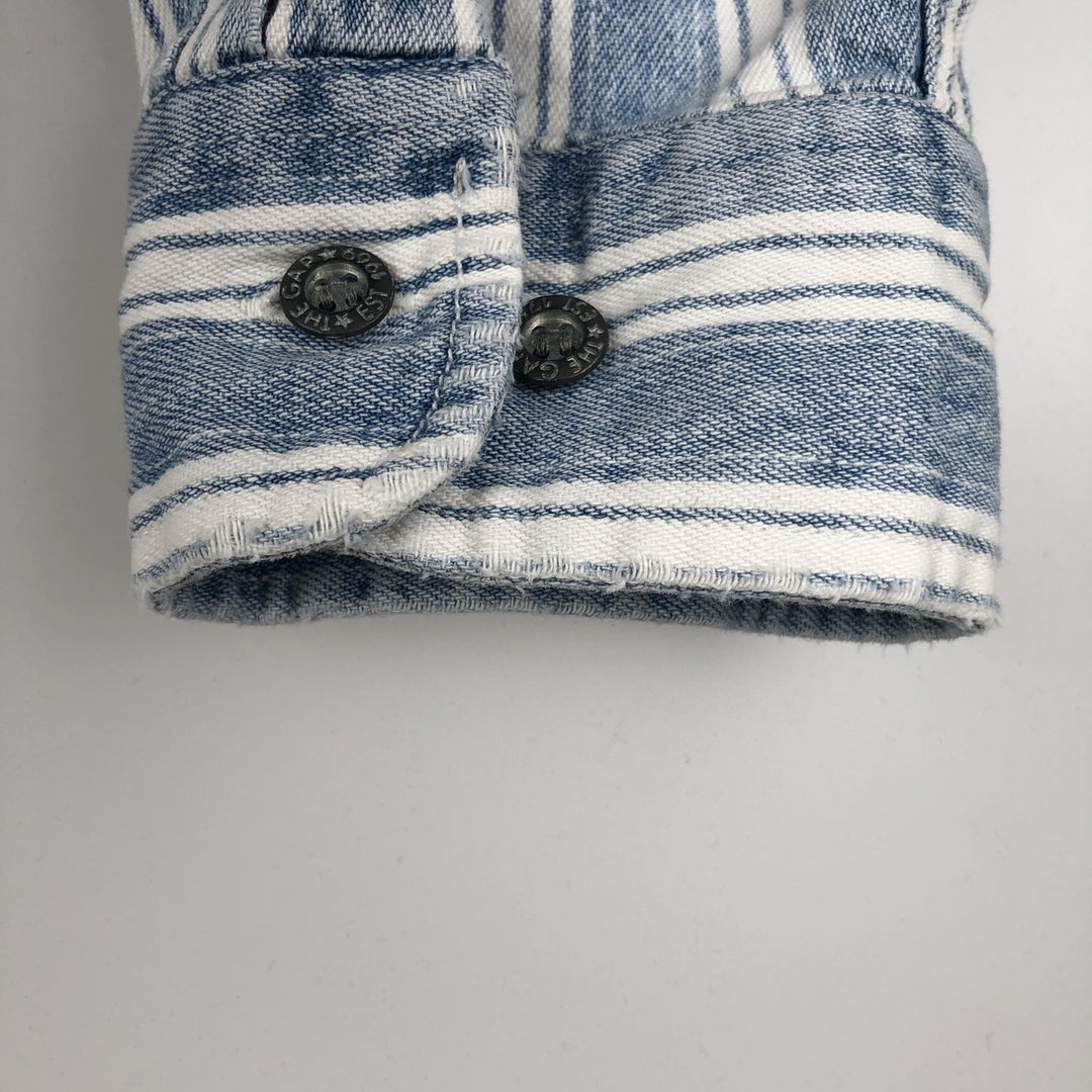 GAP DENIM Stripe Pattern Multi-Stripe Long-Sleeve Denim Shirt, Men's Size XL (approx.) cotton Blue type light blue Vintage Second Hand