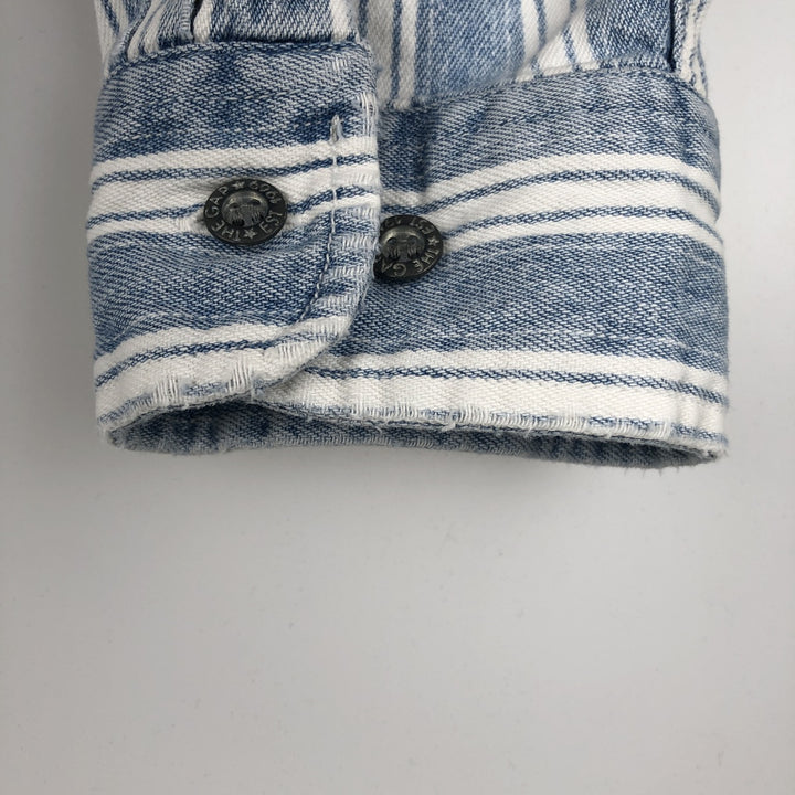 GAP DENIM Stripe Pattern Multi-Stripe Long-Sleeve Denim Shirt, Men's Size XL (approx.) cotton Blue type light blue Vintage Second Hand