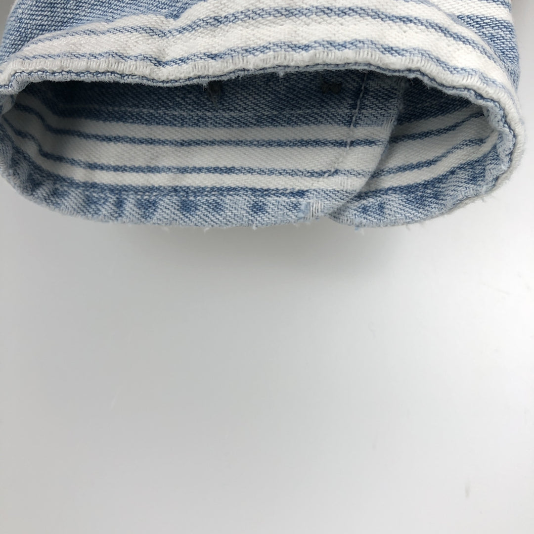 GAP DENIM Stripe Pattern Multi-Stripe Long-Sleeve Denim Shirt, Men's Size XL (approx.) cotton Blue type light blue Vintage Second Hand