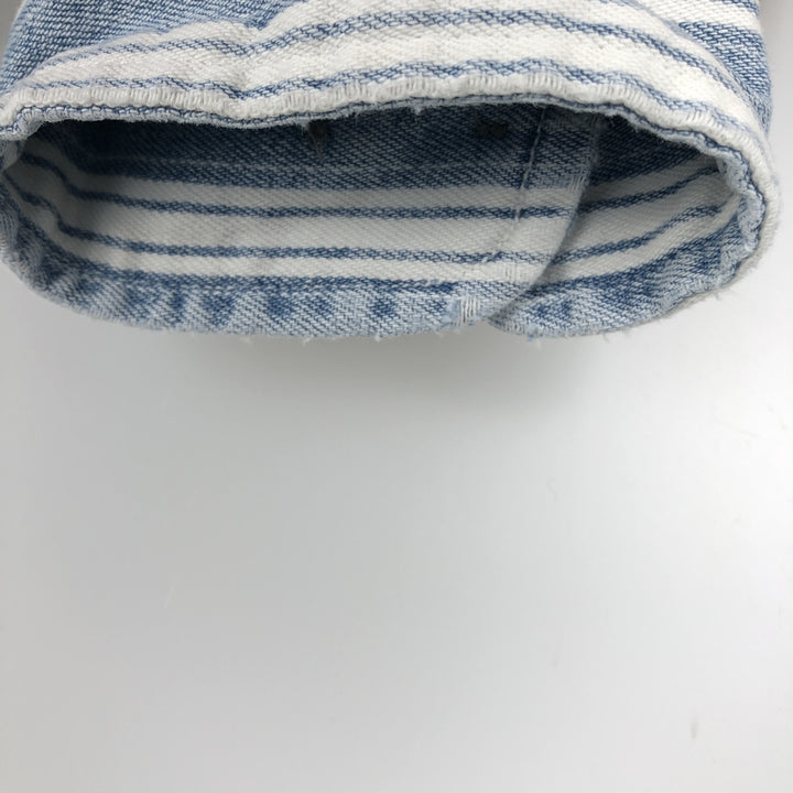 GAP DENIM Stripe Pattern Multi-Stripe Long-Sleeve Denim Shirt, Men's Size XL (approx.) cotton Blue type light blue Vintage Second Hand