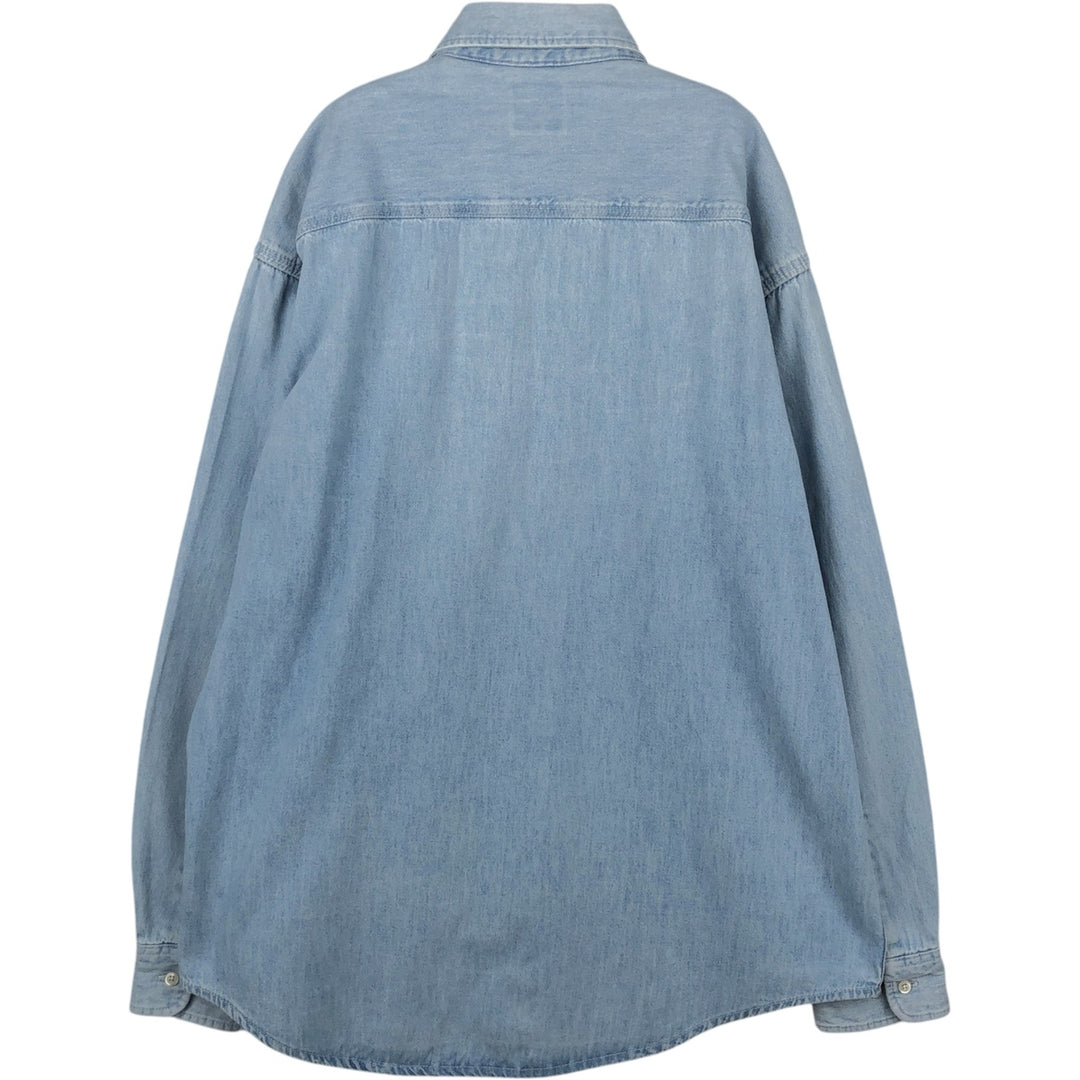 GAP DENIM Long-Sleeve Button-Down Denim Shirt, Made in Canada, Men's Size L (approx.) cotton Blue type light blue Vintage Second Hand