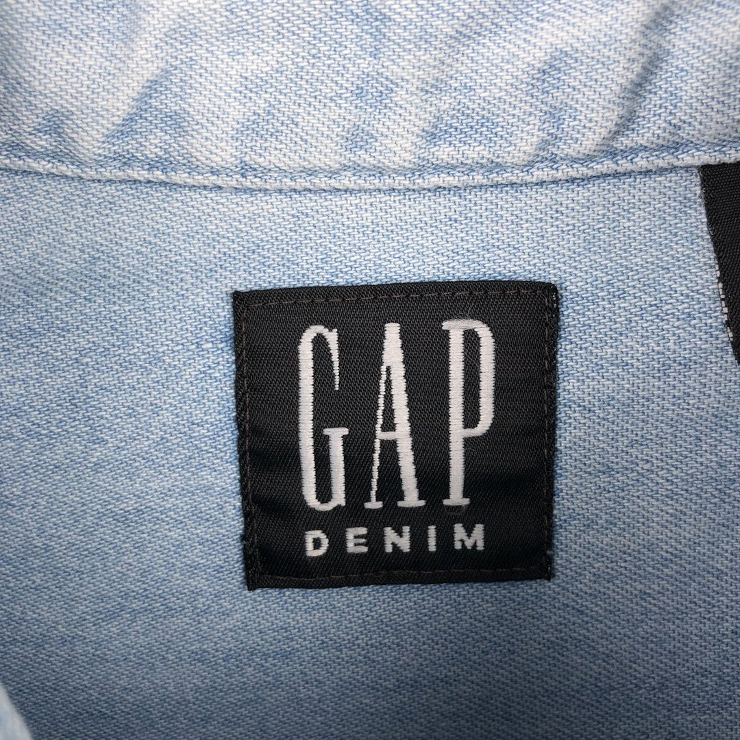 GAP DENIM Long-Sleeve Button-Down Denim Shirt, Made in Canada, Men's Size L (approx.) cotton Blue type light blue Vintage Second Hand