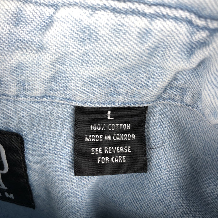 GAP DENIM Long-Sleeve Button-Down Denim Shirt, Made in Canada, Men's Size L (approx.) cotton Blue type light blue Vintage Second Hand