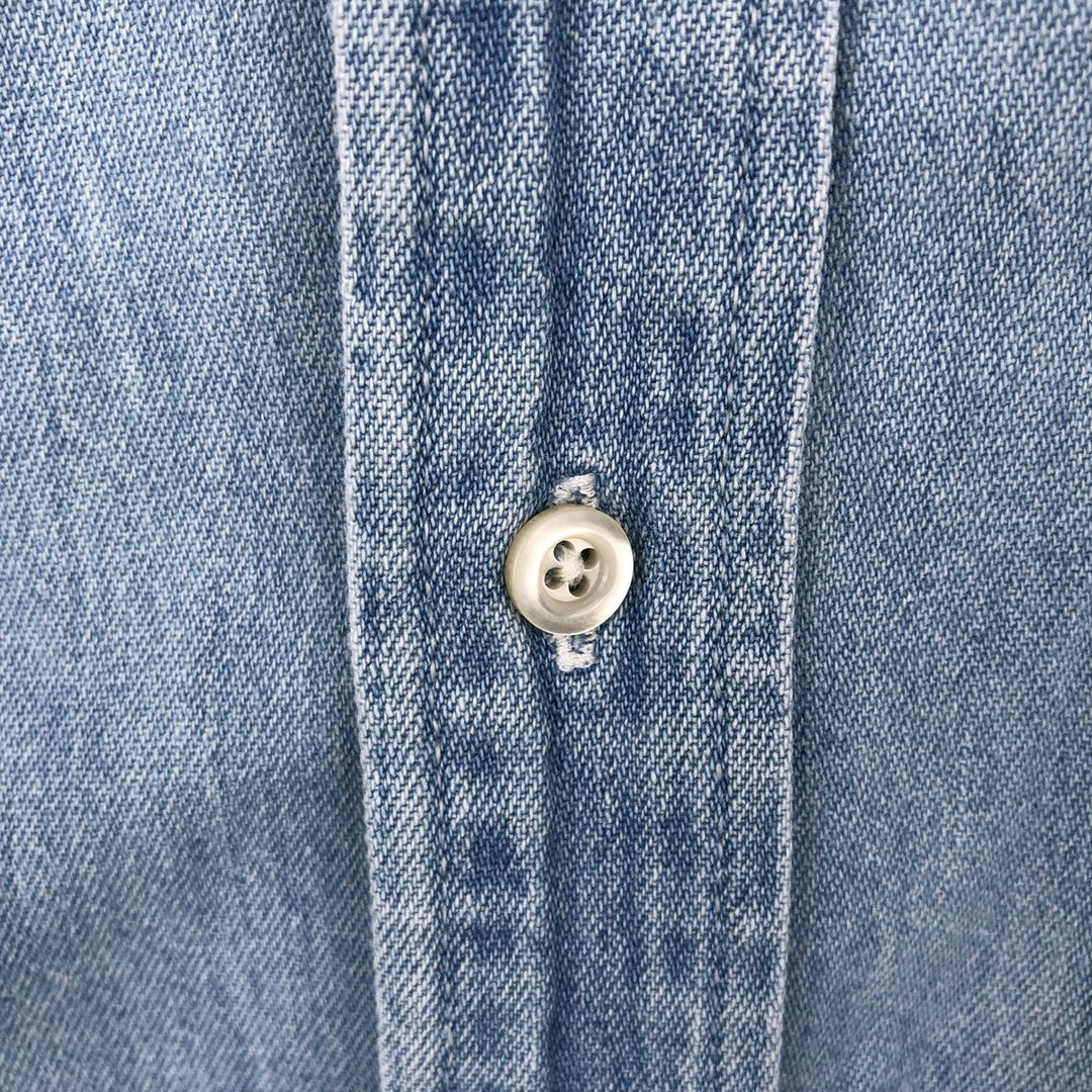 GAP DENIM Long-Sleeve Button-Down Denim Shirt, Made in Canada, Men's Size L (approx.) cotton Blue type light blue Vintage Second Hand
