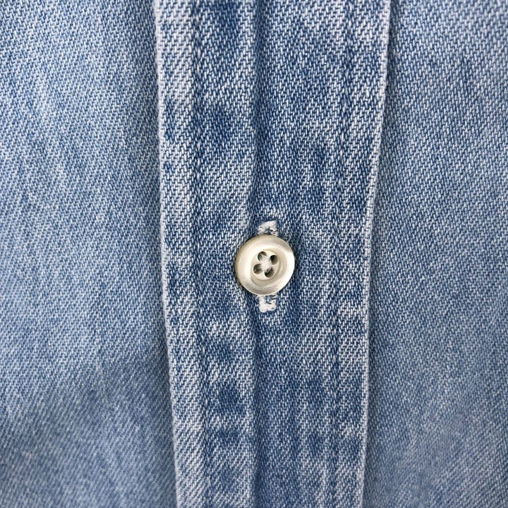 GAP DENIM Long-Sleeve Button-Down Denim Shirt, Made in Canada, Men's Size L (approx.) cotton Blue type light blue Vintage Second Hand