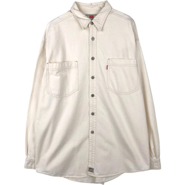 90s-00'S Levi's RED TAB Long-Sleeve White Denim Shirt, Men's Size L (Equivalent), Vintage cotton white type Vintage Second Hand