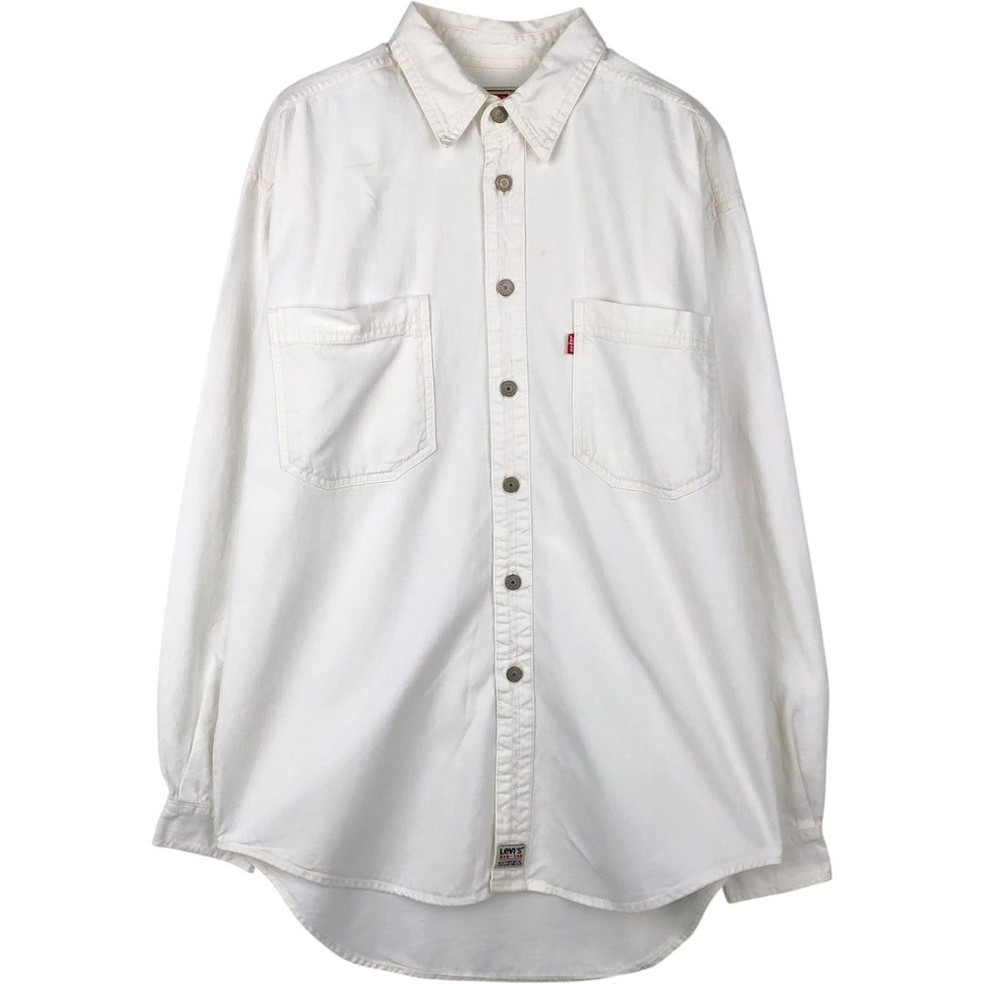 Levi's RED TAB Long-Sleeve White Denim Shirt, Men's Size M (Equivalent), Vintage cotton white type Vintage Second Hand