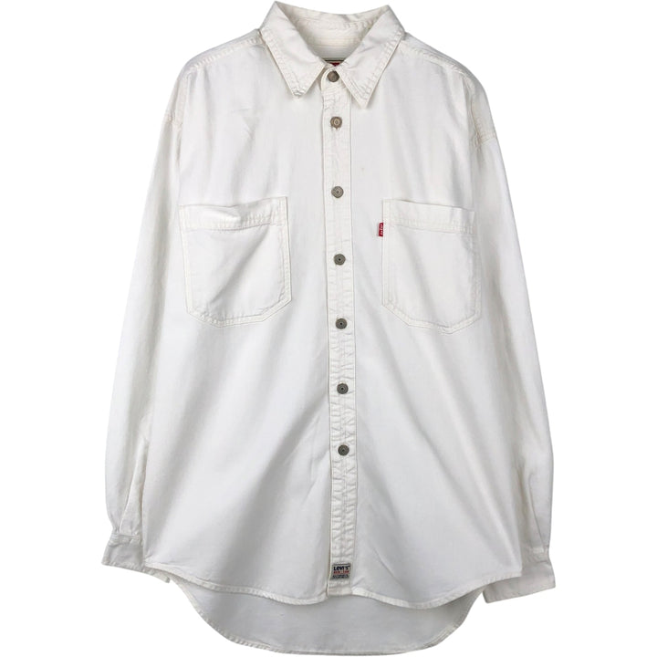 Levi's RED TAB Long-Sleeve White Denim Shirt, Men's Size M (Equivalent), Vintage cotton white type Vintage Second Hand