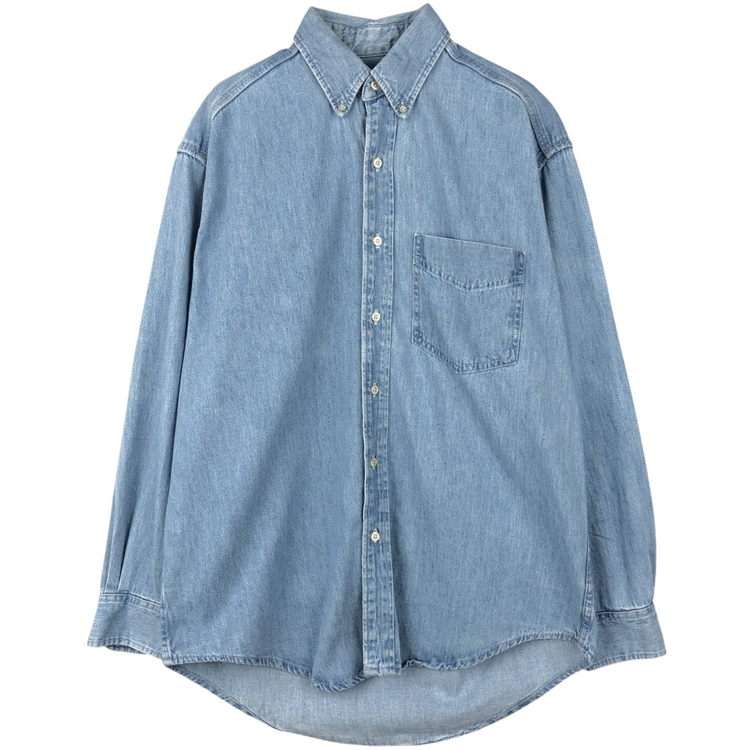90'S GAP DENIM Old GAP Long-Sleeve Button-Down Denim Shirt, Made in Canada, Men's Size S (Equivalent), Vintage cotton Blue type light blue Vintage Second Hand
