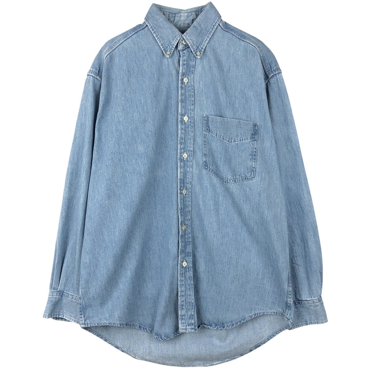 90'S GAP DENIM Old GAP Long-Sleeve Button-Down Denim Shirt, Made in Canada, Men's Size S (Equivalent), Vintage cotton Blue type light blue Vintage Second Hand