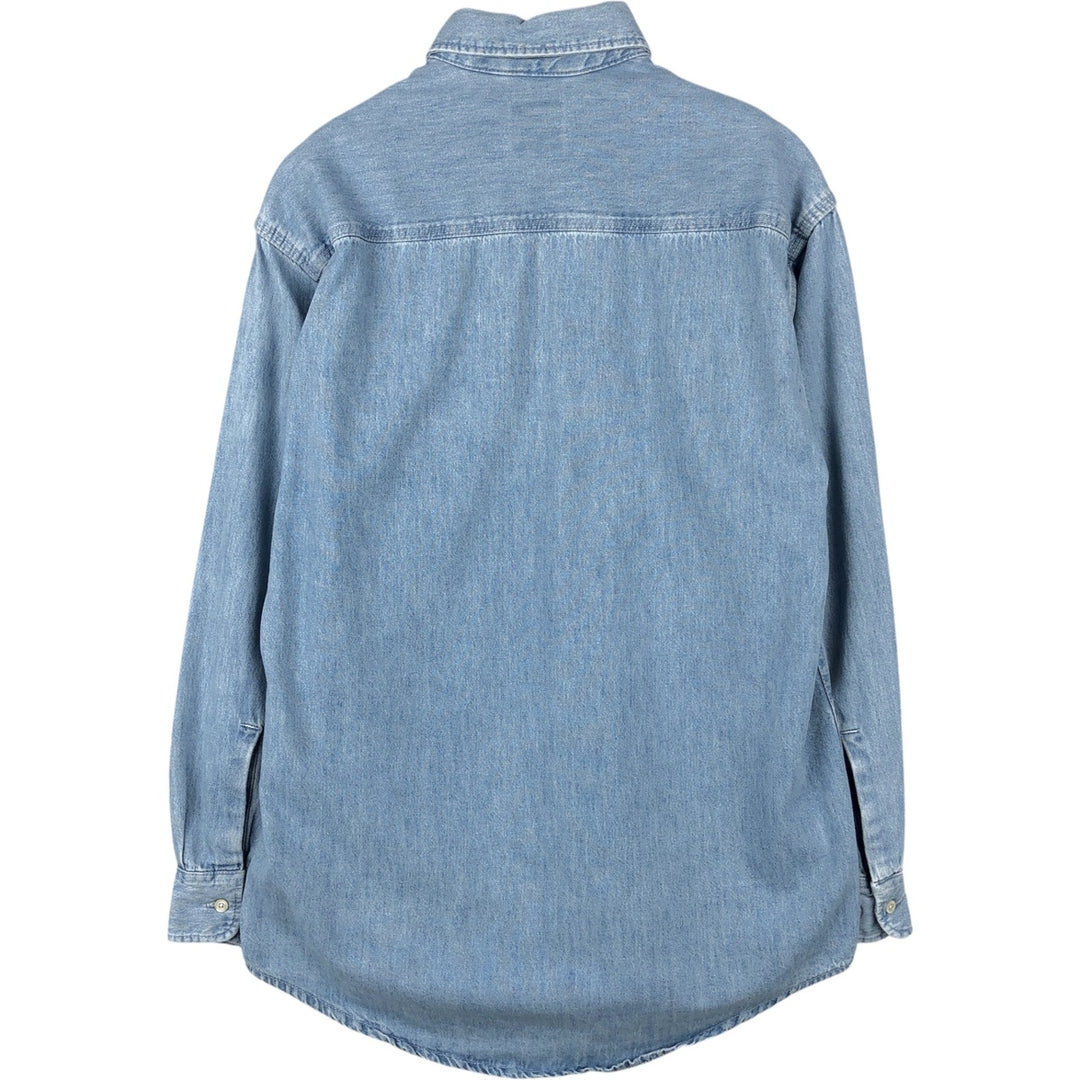 90'S GAP DENIM Old GAP Long-Sleeve Button-Down Denim Shirt, Made in Canada, Men's Size S (Equivalent), Vintage cotton Blue type light blue Vintage Second Hand