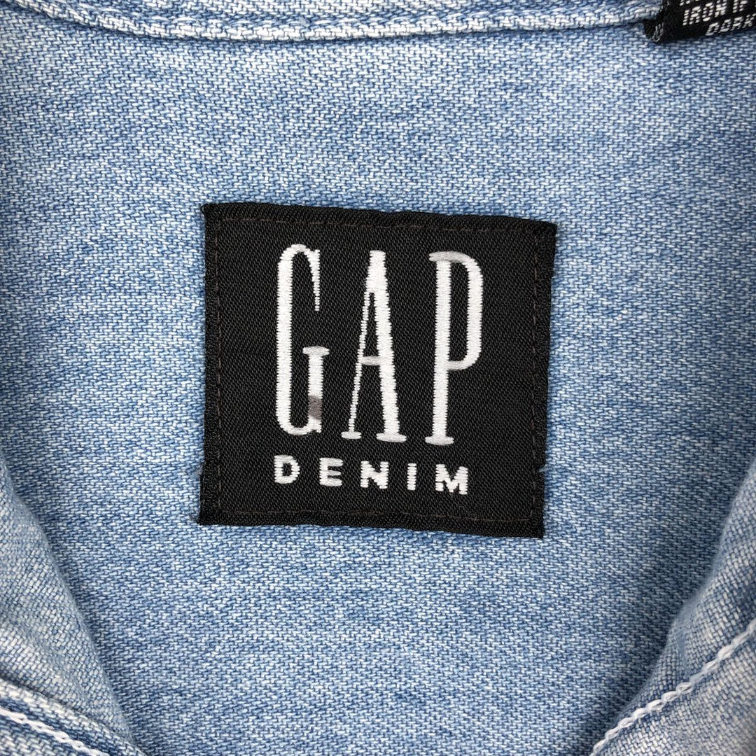90'S GAP DENIM Old GAP Long-Sleeve Button-Down Denim Shirt, Made in Canada, Men's Size S (Equivalent), Vintage cotton Blue type light blue Vintage Second Hand