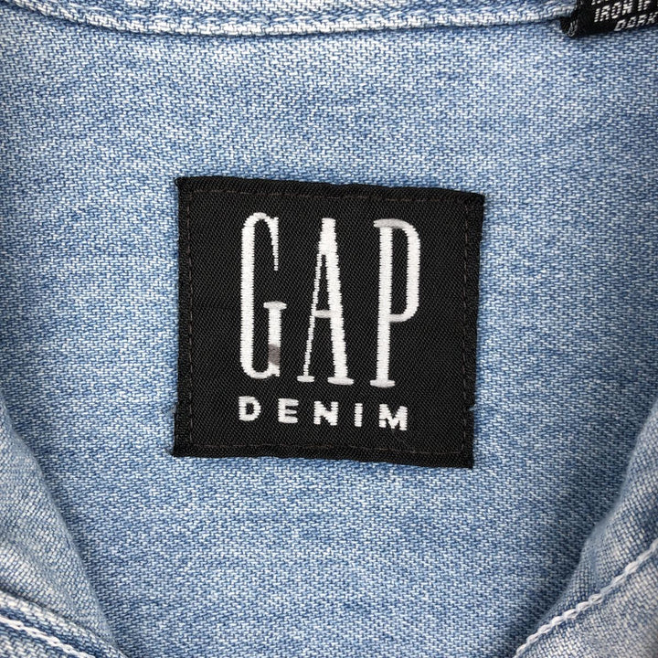 90'S GAP DENIM Old GAP Long-Sleeve Button-Down Denim Shirt, Made in Canada, Men's Size S (Equivalent), Vintage cotton Blue type light blue Vintage Second Hand