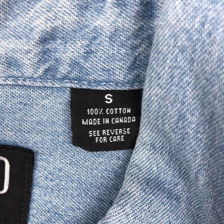 90'S GAP DENIM Old GAP Long-Sleeve Button-Down Denim Shirt, Made in Canada, Men's Size S (Equivalent), Vintage cotton Blue type light blue Vintage Second Hand