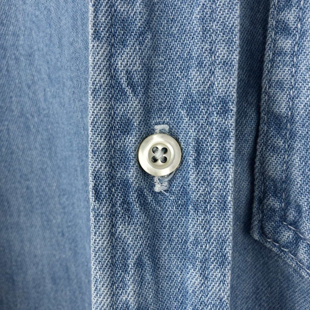 90'S GAP DENIM Old GAP Long-Sleeve Button-Down Denim Shirt, Made in Canada, Men's Size S (Equivalent), Vintage cotton Blue type light blue Vintage Second Hand