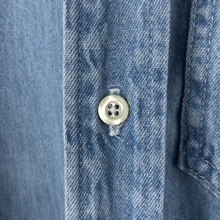 90'S GAP DENIM Old GAP Long-Sleeve Button-Down Denim Shirt, Made in Canada, Men's Size S (Equivalent), Vintage cotton Blue type light blue Vintage Second Hand