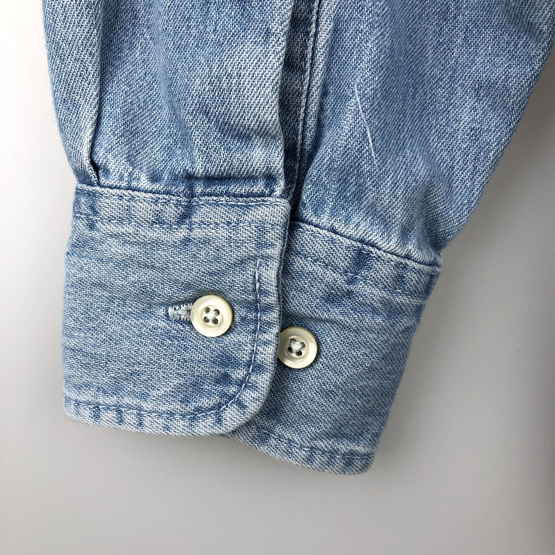 90'S GAP DENIM Old GAP Long-Sleeve Button-Down Denim Shirt, Made in Canada, Men's Size S (Equivalent), Vintage cotton Blue type light blue Vintage Second Hand