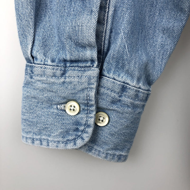 90'S GAP DENIM Old GAP Long-Sleeve Button-Down Denim Shirt, Made in Canada, Men's Size S (Equivalent), Vintage cotton Blue type light blue Vintage Second Hand
