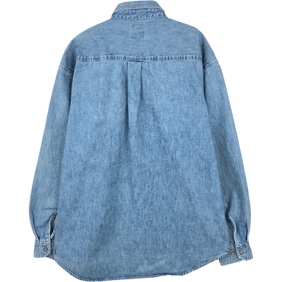 90'S GAP DENIM Vintage Long Sleeve Denim Shirt, Men's Size L cotton blue type Vintage Second Hand