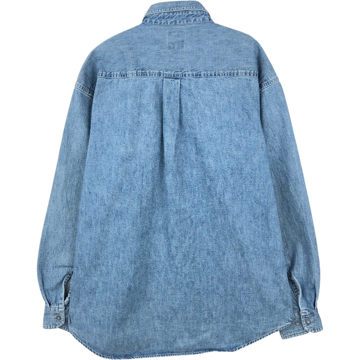 90'S GAP DENIM Vintage Long Sleeve Denim Shirt, Men's Size L cotton blue type Vintage Second Hand