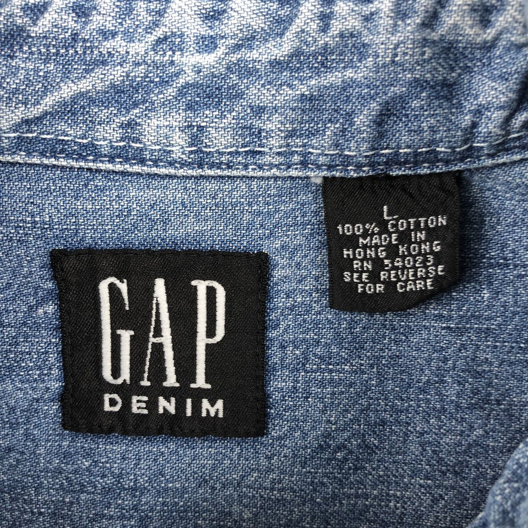 90'S GAP DENIM Vintage Long Sleeve Denim Shirt, Men's Size L cotton blue type Vintage Second Hand