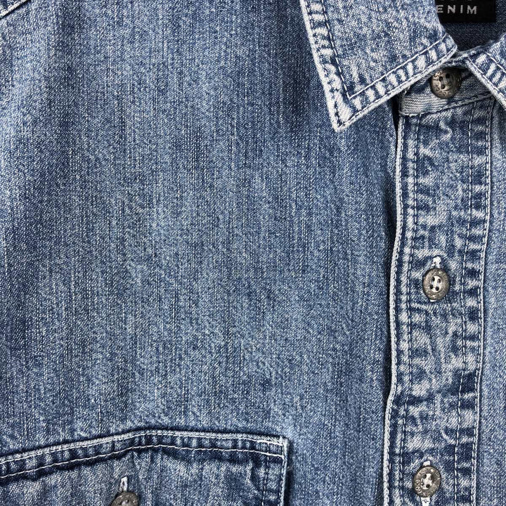 90'S GAP DENIM Vintage Long Sleeve Denim Shirt, Men's Size L cotton blue type Vintage Second Hand