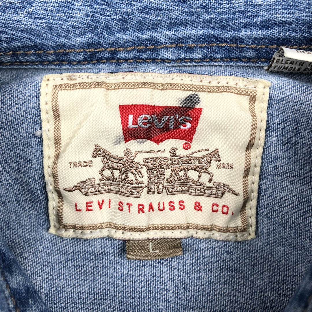 Levi's Jeanswear Long-Sleeve Button-Down Denim Shirt, Men's Size L (approx.) cotton blue type Vintage Second Hand
