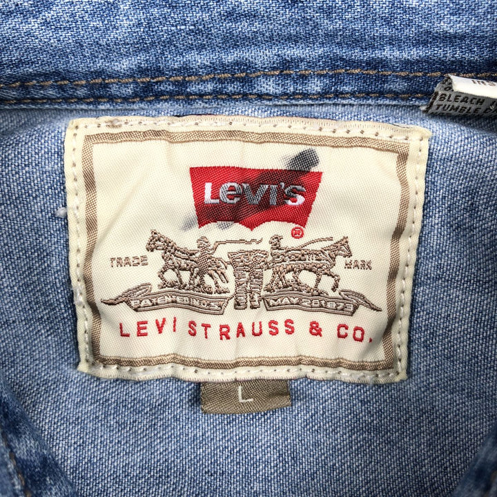 Levi's Jeanswear Long-Sleeve Button-Down Denim Shirt, Men's Size L (approx.) cotton blue type Vintage Second Hand
