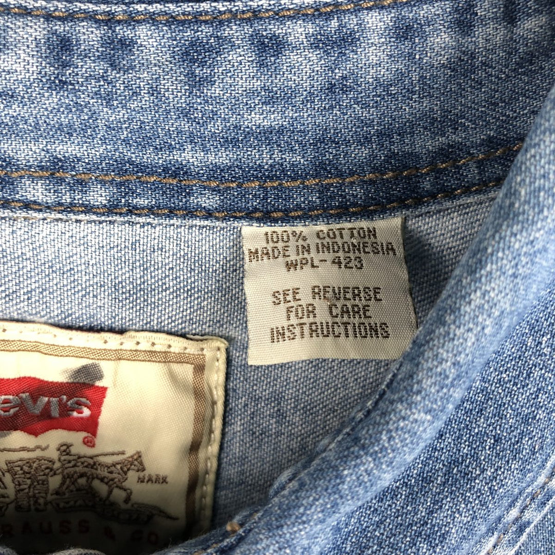Levi's Jeanswear Long-Sleeve Button-Down Denim Shirt, Men's Size L (approx.) cotton blue type Vintage Second Hand