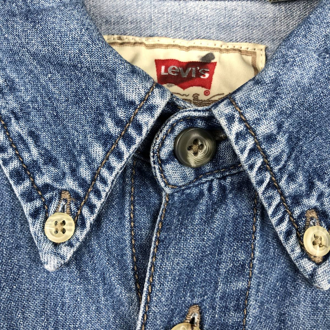Levi's Jeanswear Long-Sleeve Button-Down Denim Shirt, Men's Size L (approx.) cotton blue type Vintage Second Hand