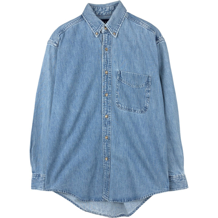 90'S GAP (Old GAP) Long-Sleeve Button-Down Denim Shirt, Made in Canada, Men's Size S (Equivalent), Vintage cotton blue type Vintage Second Hand