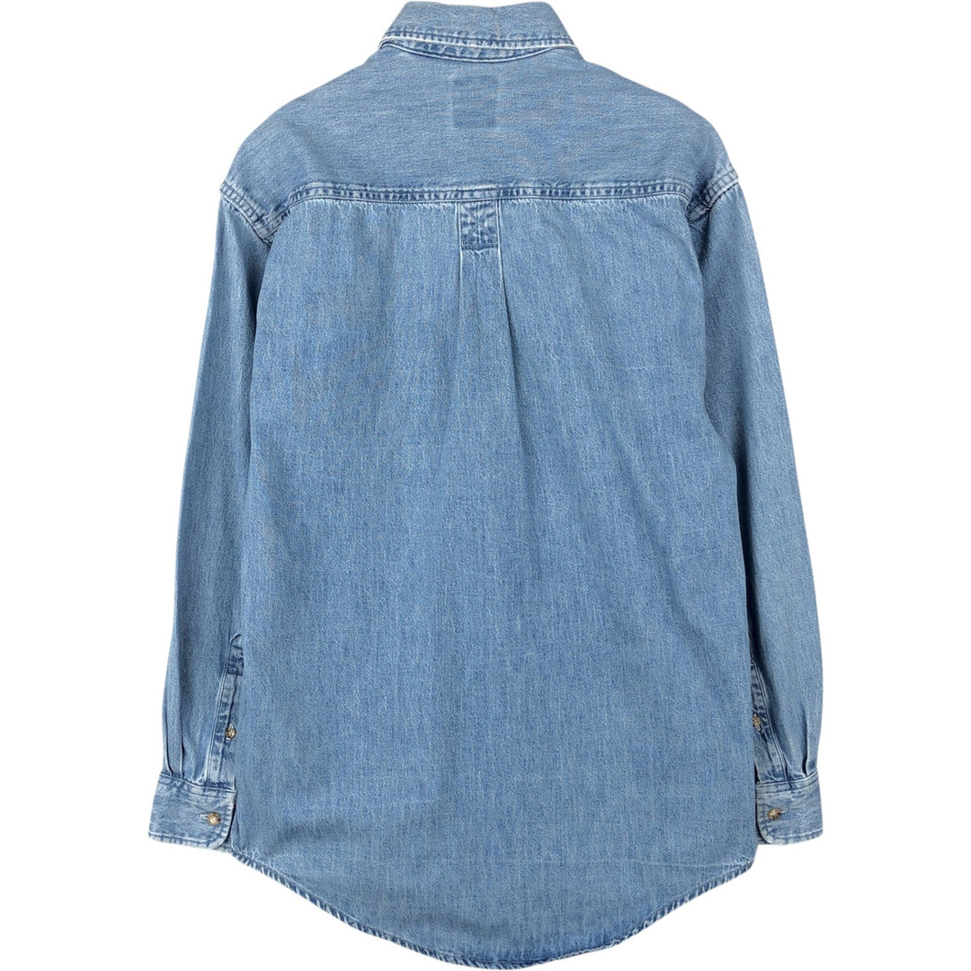 90'S GAP (Old GAP) Long-Sleeve Button-Down Denim Shirt, Made in Canada, Men's Size S (Equivalent), Vintage cotton blue type Vintage Second Hand
